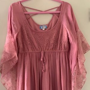 Pink Boho Chic Babydoll Dress By J Gee